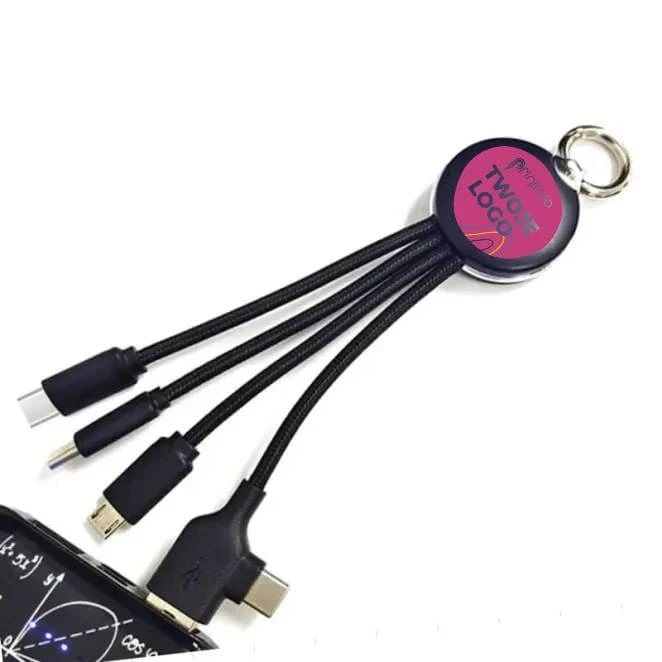 Kabel z podświetlanym logo 4w1, RXD-368 z naniesieniem logo Zdjęcie