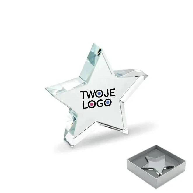 Szklana statuetka gwiazda STARWARD z nadrukiem logo Zdjęcie