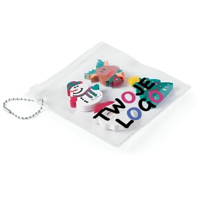 Zestaw gumek do mazania, 4 świąteczne wzory z nadrukiem na zamówienie Zdjęcie