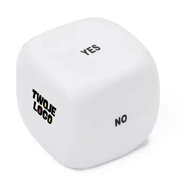 Antystres "kostka decyzyjna" z logo firmy Zdjęcie