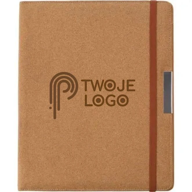 Korkowa teczka konferencyjna z notatnikiem z logo Zdjęcie