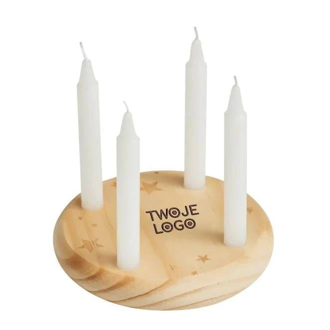 Mały drewniany wieniec adwentowy 4-CHRISTMAS. do nałożenia logo Zdjęcie