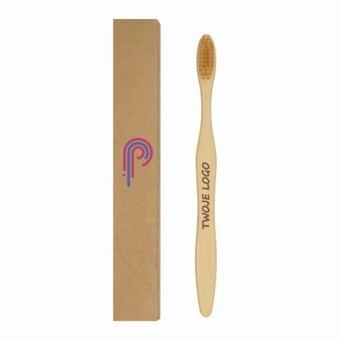 Bambusowa szczoteczka do zębów ECO CLEAN z nadrukiem logo Zdjęcie