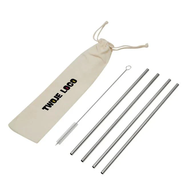 Zestaw słomek ze stali nierdzewnej DRINK FRIENDLY z logo firmy Zdjęcie