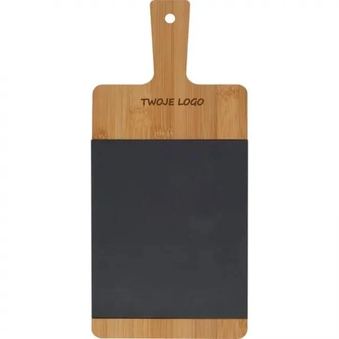 Deska kuchenna bambusowa z łupkiem z nadrukiem logo Zdjęcie