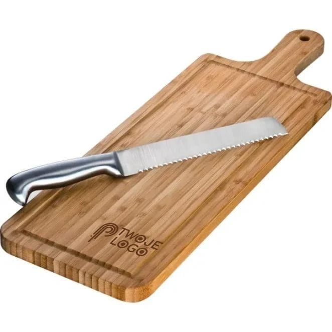 Deska kuchenna bambusowa z nożem do naniesienia logo Zdjęcie