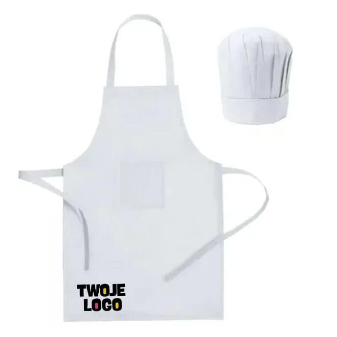 Zestaw małego kucharza, fartuch kuchenny i czapka kucharska, rozmiar dziecięcy do nałożenia logo Zdjęcie