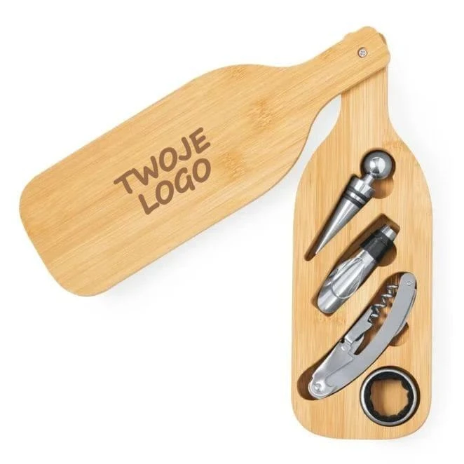 Bambusowy zestaw do wina, 4 el. z nadrukiem na zamówienie Zdjęcie