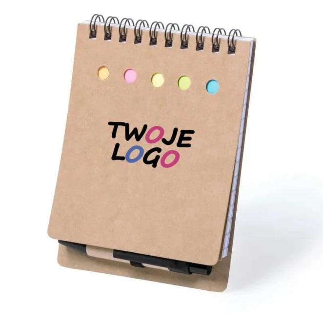 Zestaw do notatek, notatnik ok. A6, karteczki samoprzylepne, długopis z logo firmy Zdjęcie