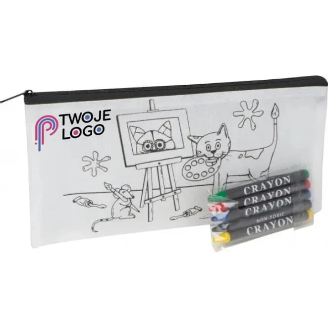 Piórnik do kolorowania z kredkami 5 kolorów STOCKHOLM z logo Zdjęcie