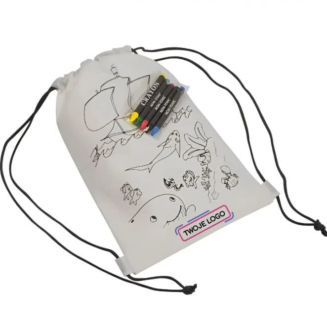 Worek do kolorowania z kredkami do drukowania logo Zdjęcie