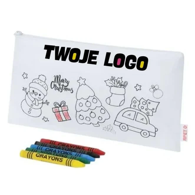 Piórnik do kolorowania, świąteczny wzór, kredki do drukowania logo Zdjęcie