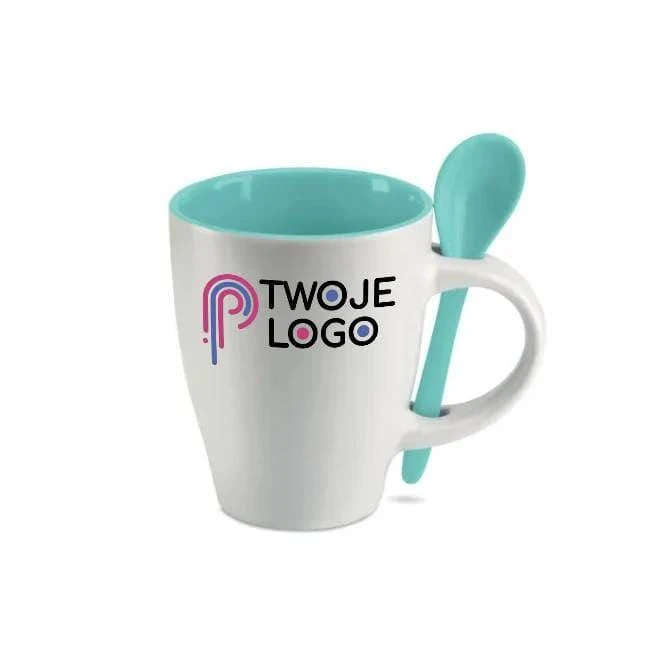 Dwukolorowy kubek z łyżeczką DUAL do nałożenia logo Zdjęcie