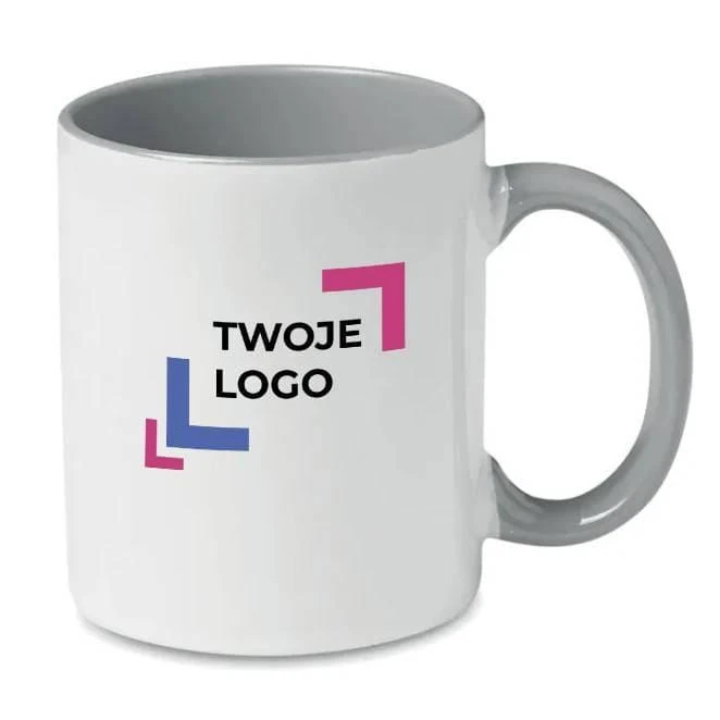 Kolorowy kubek przystosowany d SUBLIMCOLY z logo firmy Zdjęcie