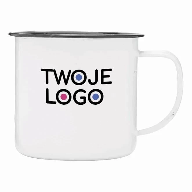 Kubek emaliowany RETRO CUP z logo firmy Zdjęcie