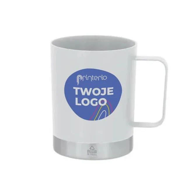 Kubek 400 ml ze stali nierdzewnej z recyklingu i PP z recyklingu z naniesieniem logo Zdjęcie