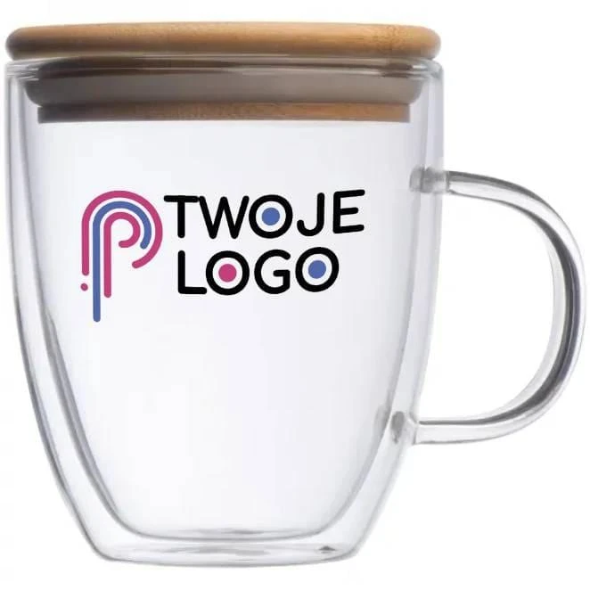 Kubek szklany z pokrywką GERTHE 350 ml do naniesienia logo Zdjęcie