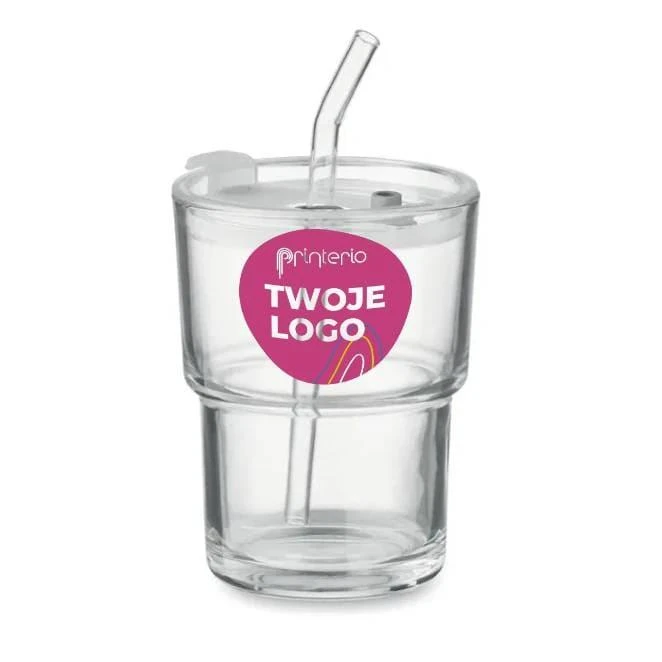 Szklany kubek ze słomką 400ml SIP do nałożenia logo Zdjęcie