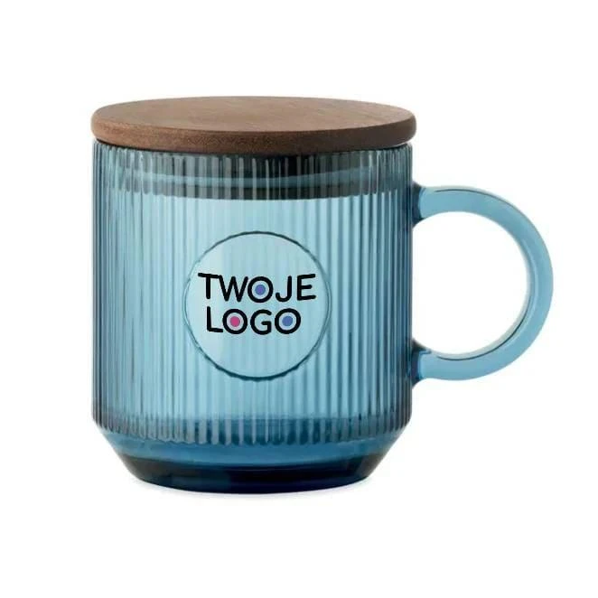 Kubek szklany prążkowany 300ml VITRIO MUG z nadrukiem na zamówienie Zdjęcie