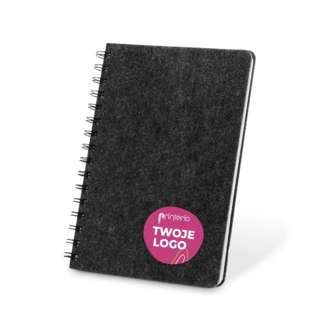 MISHIMA. Notatnik A5 z półtwardą okładką z filcu z recyklingu (100% rPET) z kółkami i stronami w linie z logo Zdjęcie