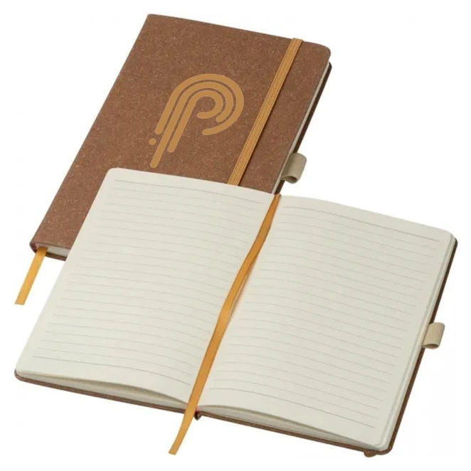 Notatnik A5 w linie ze skóry z recyklingu 14 × 21 cm z logo firmy Zdjęcie