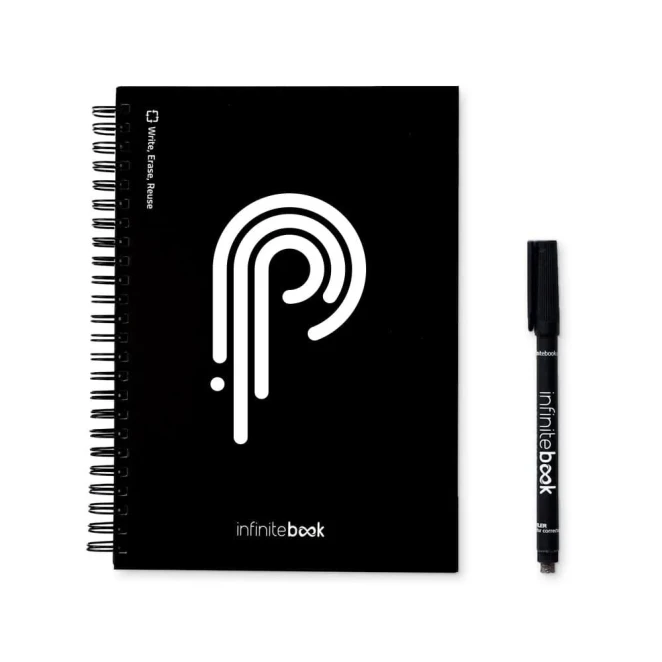STARTER KIT INFINITEBOOK A5. Zestaw zawiera „Infinitebook”, zestaw do czyszczenia, marker i uchwyt na marker z logo Zdjęcie