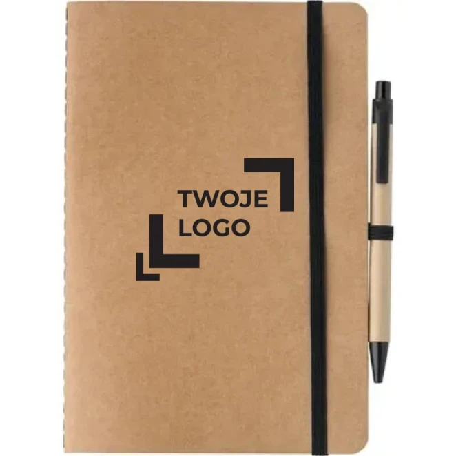 Notatnik A5 z długopisem z logo firmy Zdjęcie