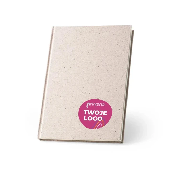 ORGANIC RIGID. Notatnik A5 z twardą okładką wykonaną z organicznej masy, z rośliny zwanej "trawą słoniową" (80%) z naniesieniem logo Zdjęcie