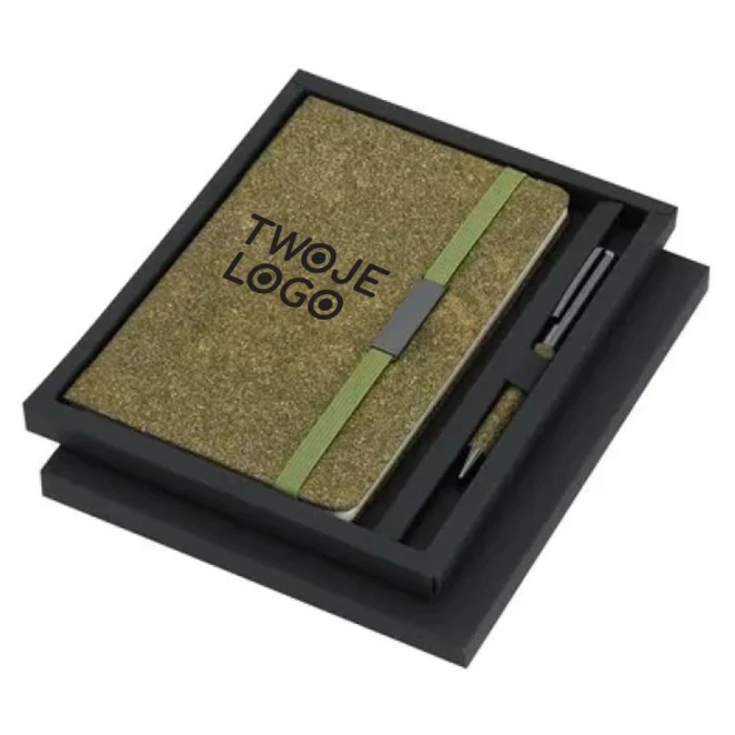 Zestaw upominkowy, notatnik ok. A5, długopis, pudełko podarunkowe do drukowania logo Zdjęcie