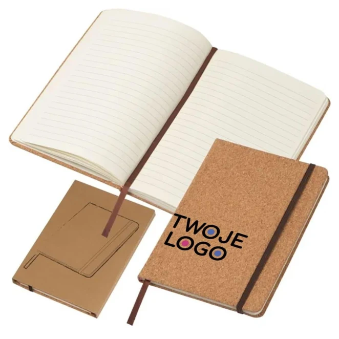 Notatnik A5 w linie okładką z korka do naniesienia logo Zdjęcie