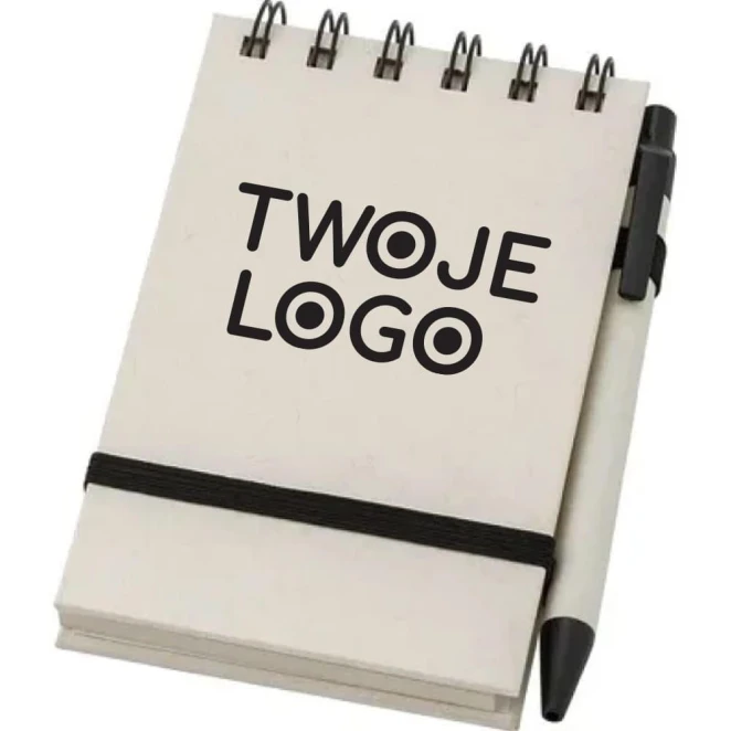 Notatnik A6 z kartonu po mleku z logo firmy Zdjęcie