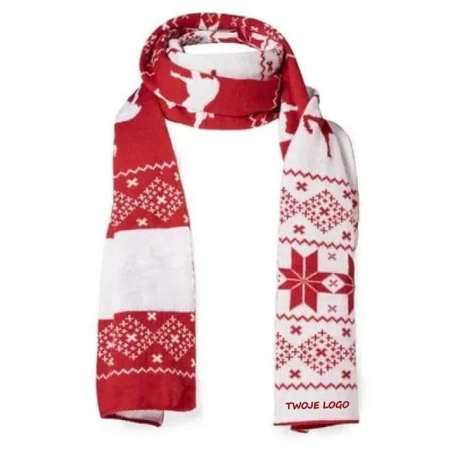 Szalik, świąteczny wzór z nadrukiem logo Zdjęcie