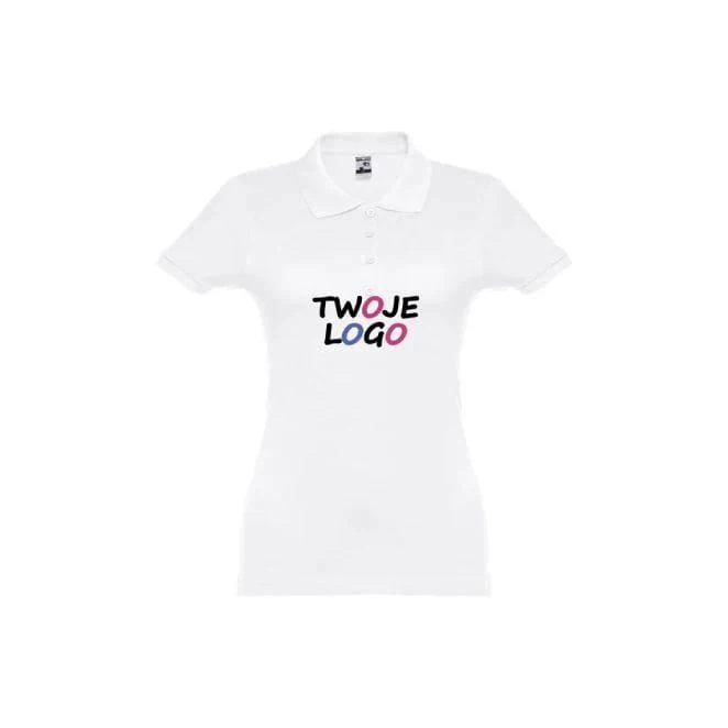 THC EVE WH. Damskie polo z krótkim rękawem taliowane z bawełny zgrzebnej z logo Zdjęcie