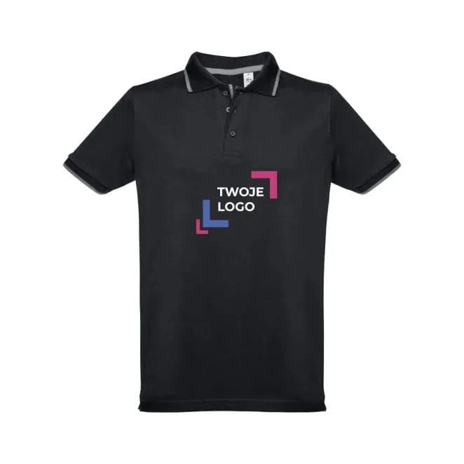 THC ROME. Męska dwukolorowa bawełniana koszulka polo do drukowania logo Zdjęcie