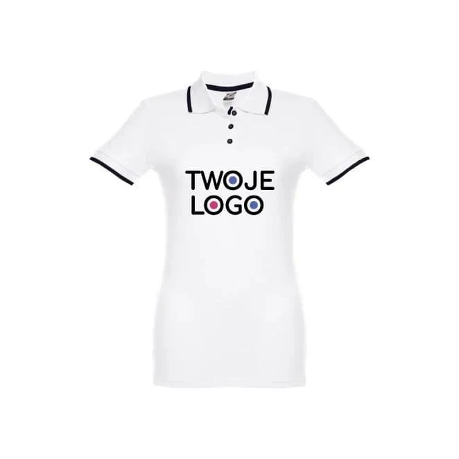 THC ROME WOMEN WH. Dwukolorowa bawełniana koszulka polo dla kobiet do nałożenia logo Zdjęcie