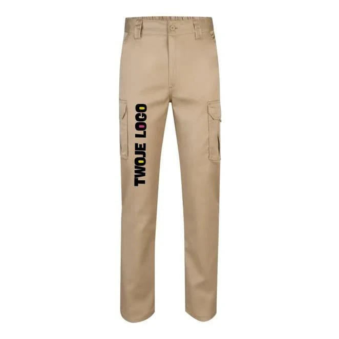 VL LUGH. Dwukolorowe spodnie diagonalne z wieloma kieszeniami (240 g/m²), z bawełny (35%) i poliestru (65%) do nałożenia logo Zdjęcie