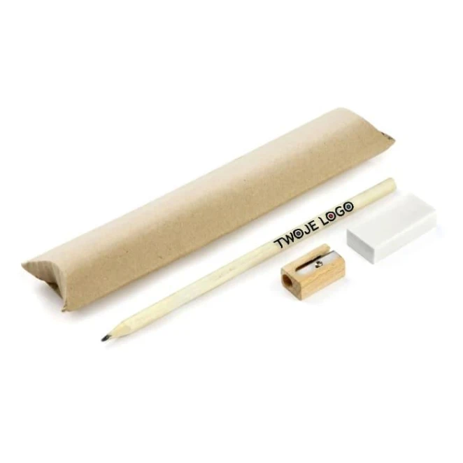 Komplet EKO (ołówek, gumka, temperówka) do naniesienia logo Zdjęcie