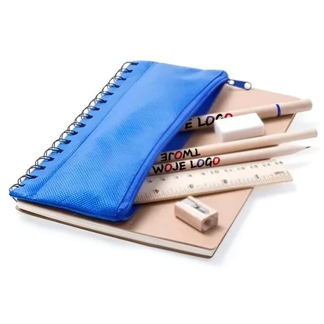 Zestaw szkolny, piórnik, 2 ołówki, długopis, notatnik, linijka, gumka i temperówka do naniesienia logo Zdjęcie