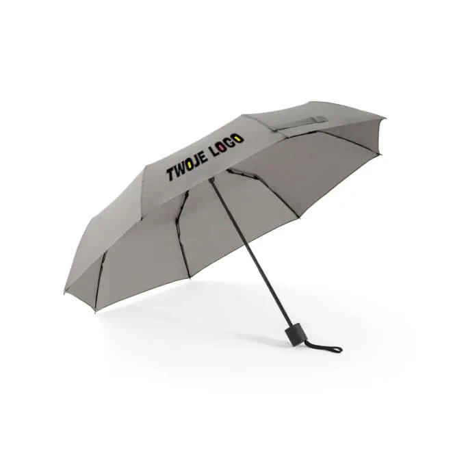 AIDEN. Parasol 21" z poliestru z recyklingu (100% rPET) o gramaturze 190T, składany na 3 części z nadrukiem na zamówienie Zdjęcie