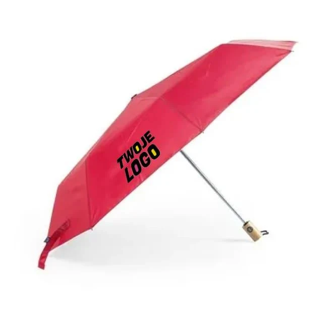 Wiatroodporny parasol automatyczny RPET, składany z logo Zdjęcie