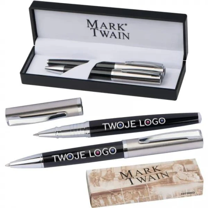 Zestaw piśmienny długopis i pióro kulkowe Mark Twain do nałożenia logo Zdjęcie