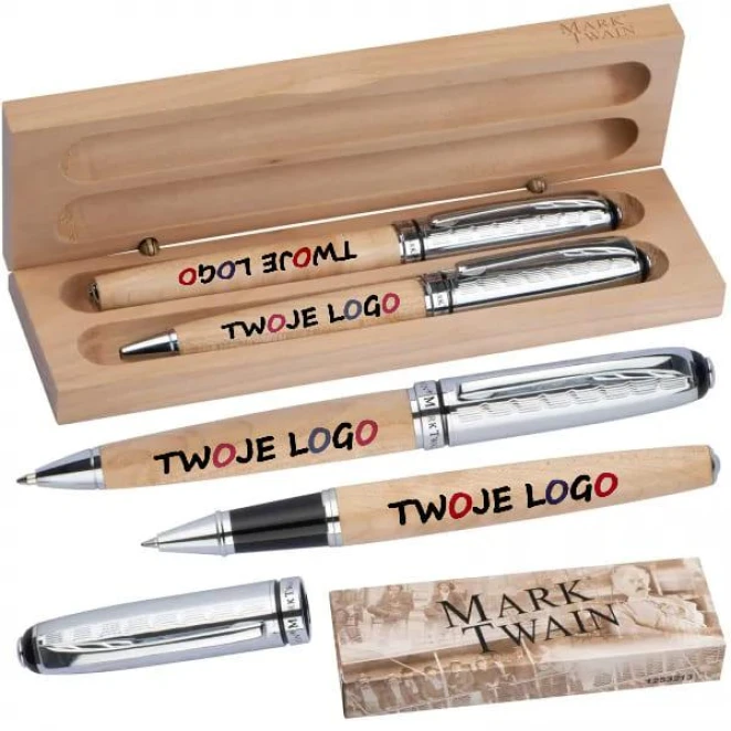 Zestaw piśmienny długopis i pióro kulkowe Mark Twain do naniesienia logo Zdjęcie