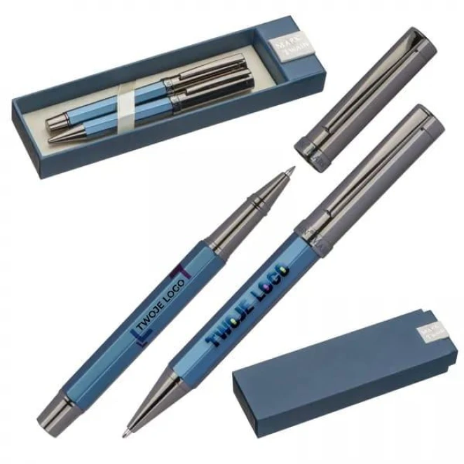 Zestaw piśmienny długopis i pióro kulkowe Mark Twain z nadrukiem na zamówienie Zdjęcie