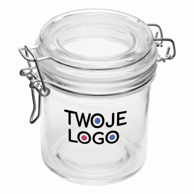 Szklany słoik CLICKY S, pojemność ok. 280 ml. do drukowania logo Zdjęcie