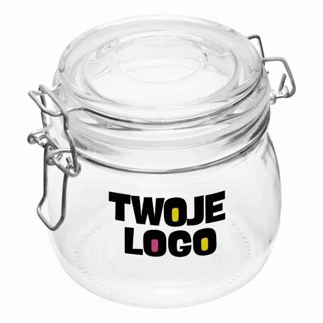 Szklany słoik CLICKY M, pojemność ok. 500 ml. z naniesieniem logo Zdjęcie