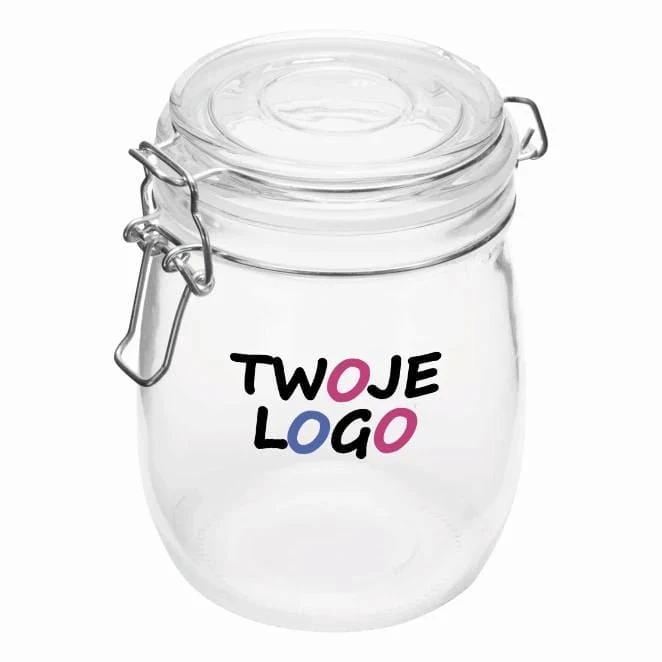 Szklany słoik CLICKY L, pojemność ok. 750 ml. z nadrukiem na zamówienie Zdjęcie