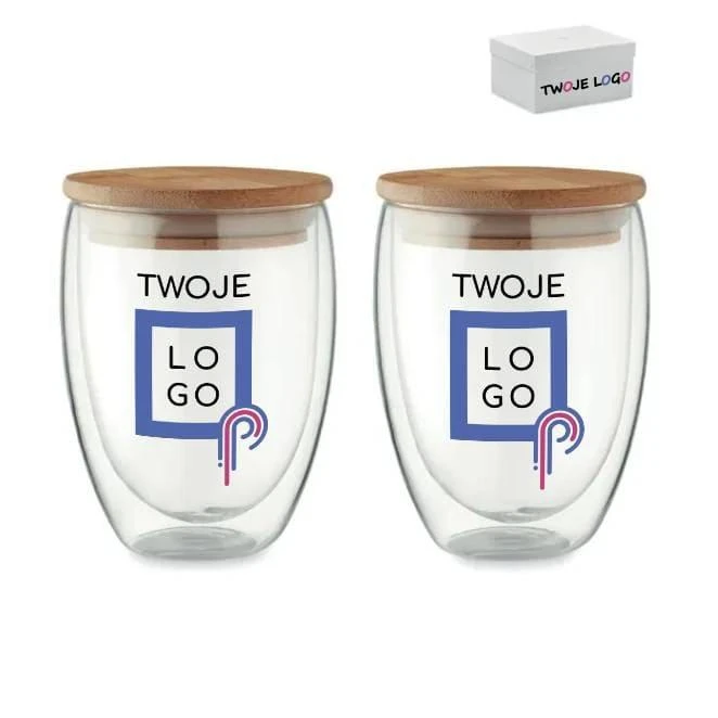 2 szklanki 350 ml w pudełku TIRANA SET z nadrukiem logo Zdjęcie