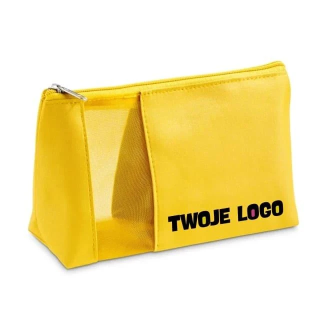 ANNIE. Kosmetyczka z mikrofibry i siateczki zapinana z naniesieniem logo Zdjęcie