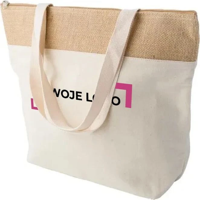 Torba termoizolacyjna z bawełny i juty do naniesienia logo Zdjęcie