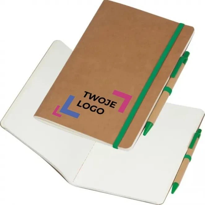 Notatnik A5 z czystymi stronami i długopisem z naniesieniem logo Zdjęcie